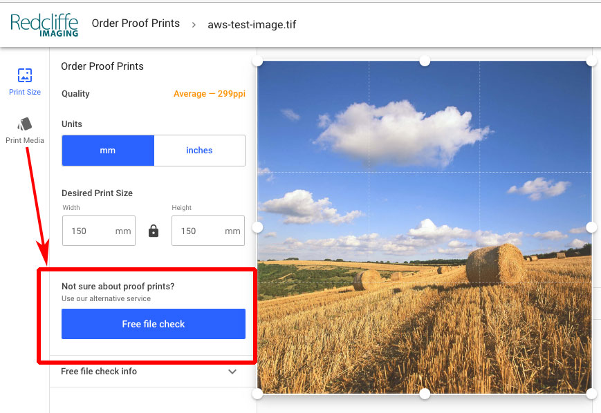 Free image file check service — ensure your file is print-ready